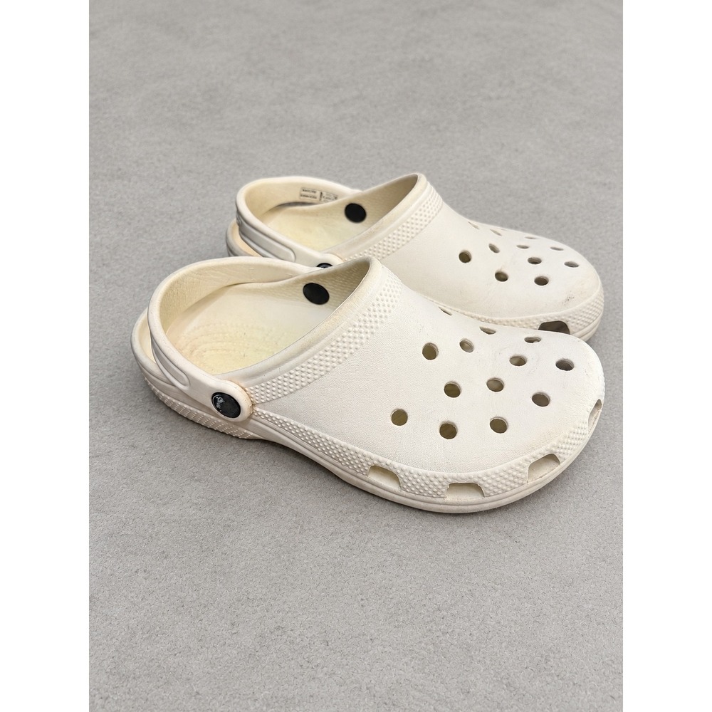 Crocs Classic Clog Kids Unisex Slip On Water Shoe Comfort Off White J5 Cream